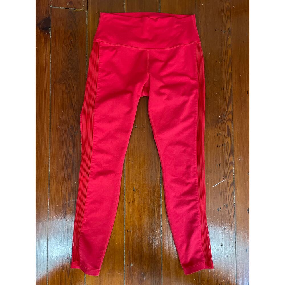 ALO Yoga High-Waist Red Ribbed Side Leggings